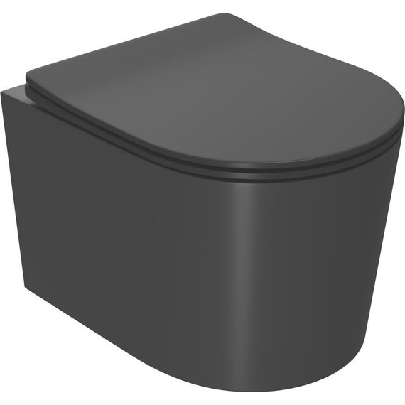 Унитаз подвесной безободковый Point Веста PN41701BM с крышкой микролифт, черный матовый, Цвет производителя: чёрный фото 