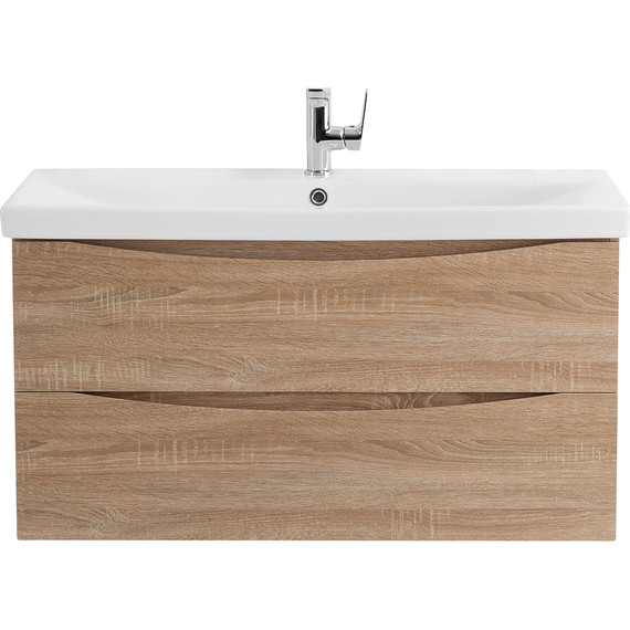 Тумба подвесная с раковиной BelBagno MARINO-CER-800-2C-SO-WO-P 80 см, Rovere Bianco фото 