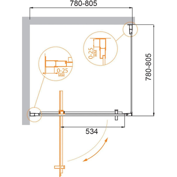 Душевое ограждение Cezares 80х80 см MOLVENO-A-1-80-C-Cr-IV , хром/прозрачное фото 2