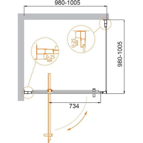 Душевое ограждение Cezares 100х100 см MOLVENO-A-1-100-C-Cr-IV , хром/прозрачное фото 2