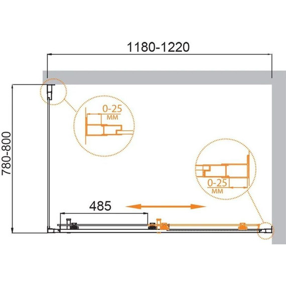 Душевое ограждение Cezares 120х80 см MOLVENO-AH-11-120/80-C-Cr-IV , хром/прозрачное фото 2