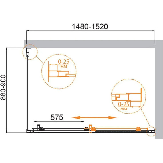 Душевое ограждение Cezares 150х90 см MOLVENO-AH-11-150/90-P-Cr , хром/матовое фото 5