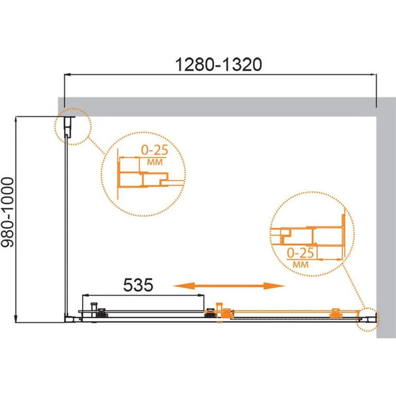 Душевое ограждение Cezares 130х100 см MOLVENO-AH-11-130/100-C-Cr-IV , хром/прозрачное - 2 Душевое ограждение Cezares 130х100 см MOLVENO-AH-11-130/100-C-Cr-IV , хром/прозрачное фото 2