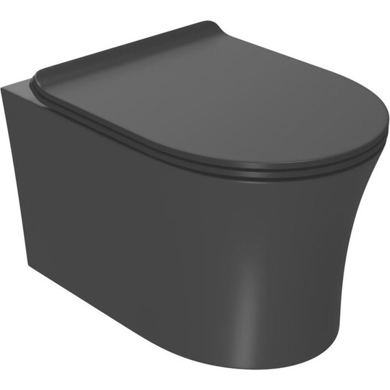 Унитаз подвесной безободковый Point Вега PN41711BM с крышкой микролифт, черный матовый, Цвет производителя: чёрный фото 