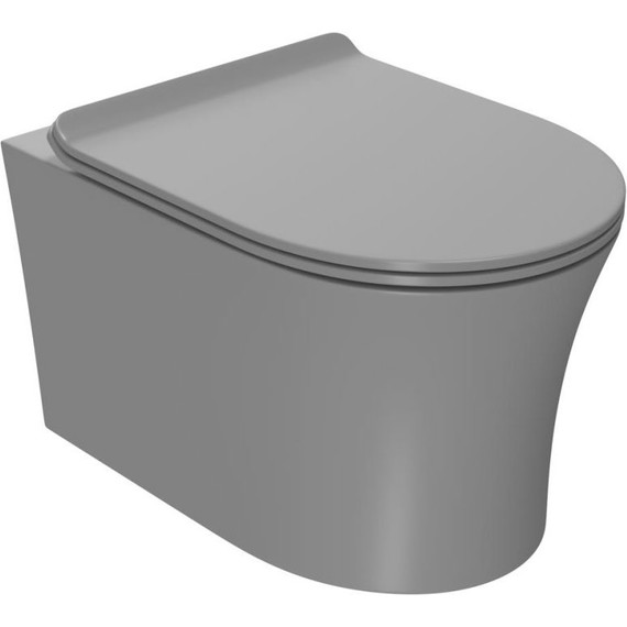 Унитаз подвесной безободковый Point Вега PN41711GM с крышкой микролифт, серый матовый, Цвет производителя: серый фото 