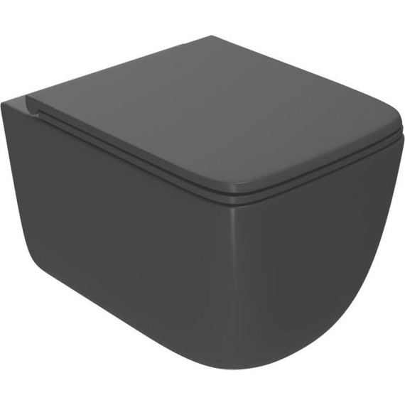 Унитаз подвесной безободковый Point Меркурий PN41831BM с крышкой микролифт, черный матовый, Цвет производителя: чёрный фото 