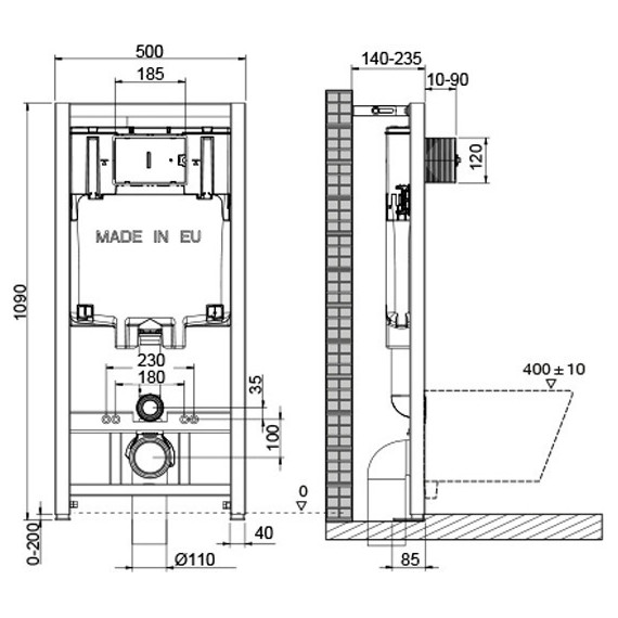 Инсталляция Oli 80 Eco с подвесным безободковым унитазом Point Веста 886914GBO3+PN41701BM, черный матовый фото 6