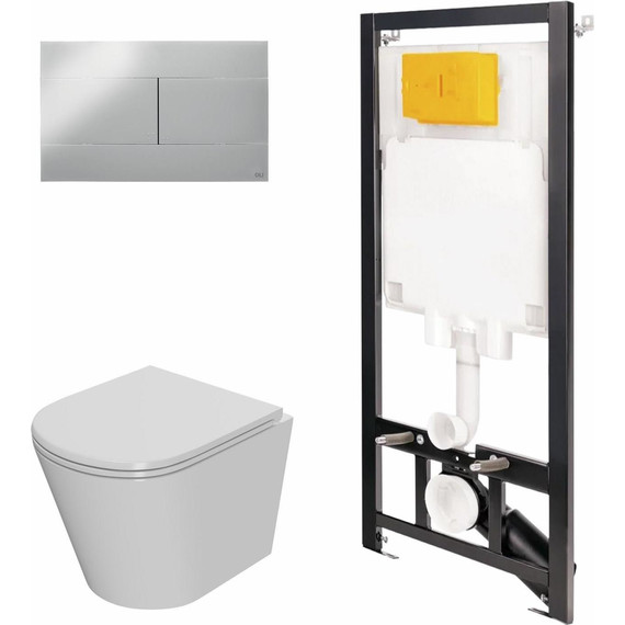 Инсталляция Oli 80 Eco с подвесным безободковым унитазом Point Виктория 886914SIOO+PN41061 фото 