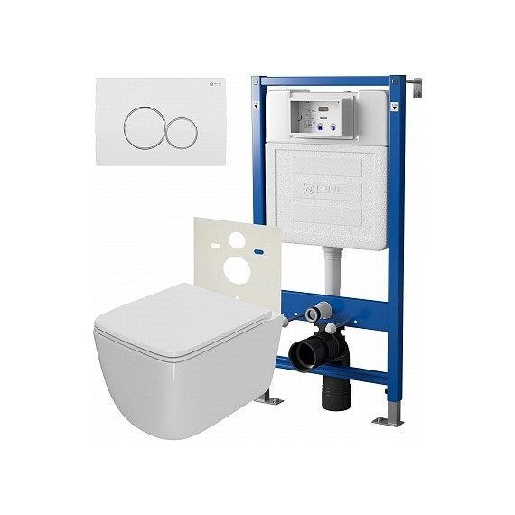 Инсталляция Point Элемент с подвесным безободковым унитазом Меркурий PN48003WC фото 