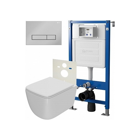 Инсталляция Point Элемент с подвесным безободковым унитазом Меркурий PN48006C фото 