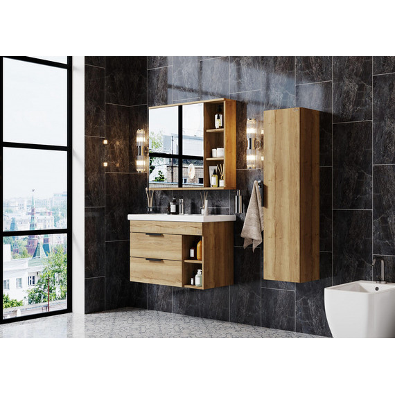 Зеркало-шкаф Onika Балтика Легран 80 см 208092, дуб галифакс - 2 Зеркало-шкаф Onika Балтика Легран 80 см 208092, дуб галифакс фото 2