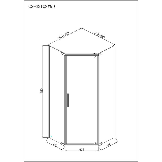 Душевое ограждение Loranto Neo 90x90 см CS-22108 (стекло 8 мм) хром/прозрачное - 3 Душевое ограждение Loranto Neo 90x90 см CS-22108 (стекло 8 мм) хром/прозрачное фото 3