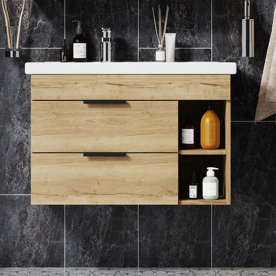 Тумба подвесная с раковиной Onika Легран 80 см 108047, дуб галифакс - 2 Тумба подвесная с раковиной Onika Легран 80 см 108047, дуб галифакс фото 2