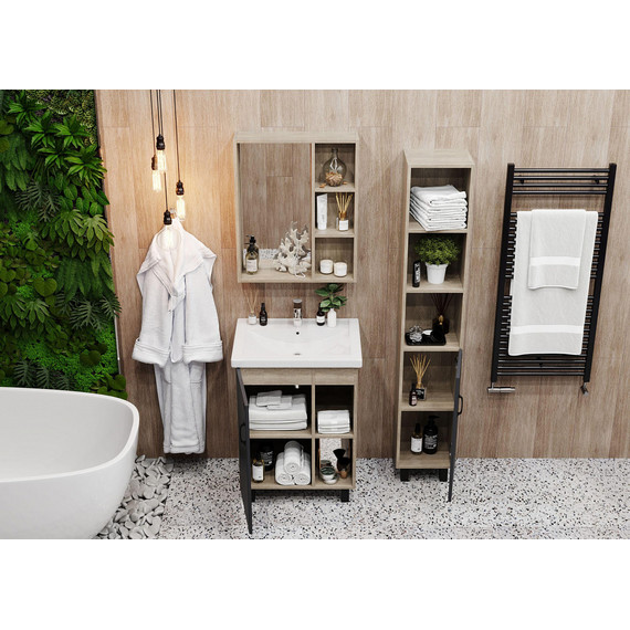 Пенал напольный Onika Тимбер 30 см R 403067, серый матовый/дуб сонома - 5 Пенал напольный Onika Тимбер 30 см R 403067, серый матовый/дуб сонома фото 5