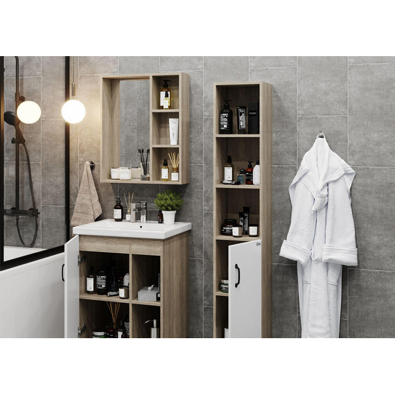 Пенал напольный Onika Тимбер 30 см R 403066, белый матовый/дуб сонома - 4 Пенал напольный Onika Тимбер 30 см R 403066, белый матовый/дуб сонома фото 4