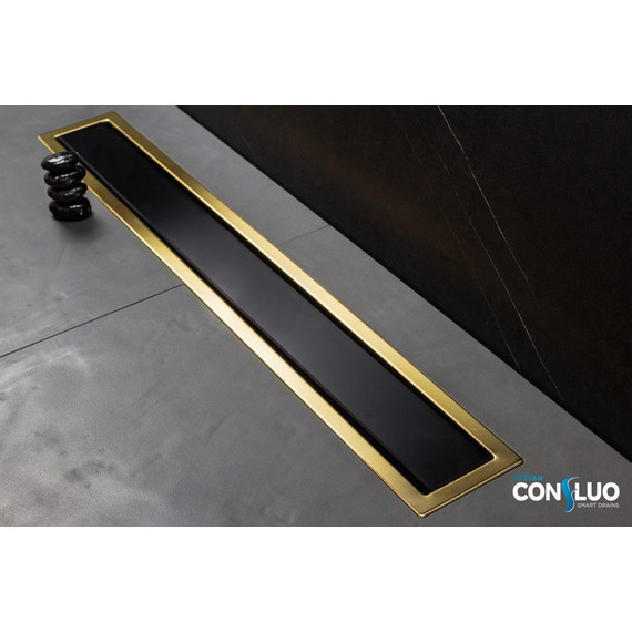 Трап Pestan (BETTOSERB) Confluo Premium Black Glass Gold+ Line 950 13100125, золото глянец/чёрный, Цвет производителя: чёрный, золото глянец, Размер трапа: 950 фото 2
