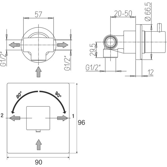 Переключатель потоков на два потребителя Paini Grazia 21CR425 - 5 Переключатель потоков на два потребителя Paini Grazia 21CR425 фото 5