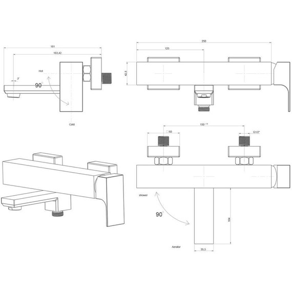 Смеситель для ванны Paini Grazia 21PZ111, черный матовый фото 9