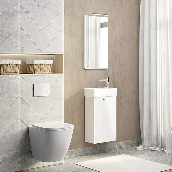 Тумба подвесная с раковиной Comforty Асти 40 см, белый глянцевый фото 3