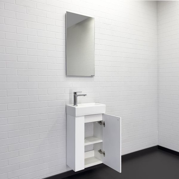 Тумба подвесная с раковиной Comforty Асти 40 см, белый глянцевый фото 5