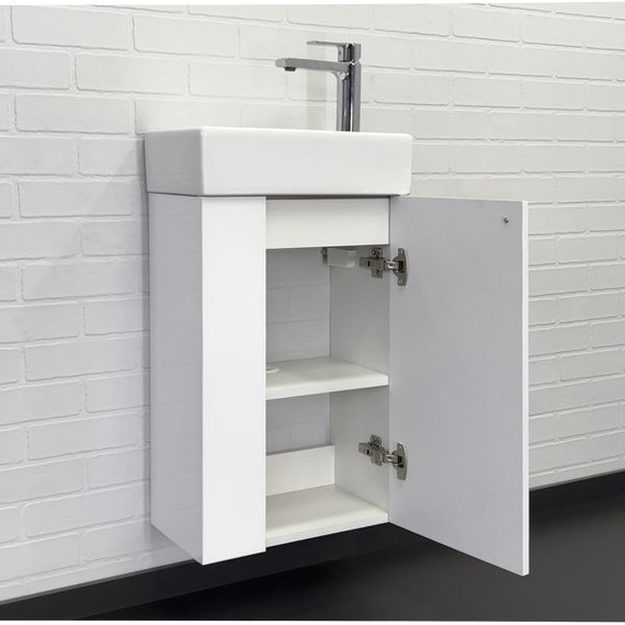 Тумба подвесная с раковиной Comforty Асти 40 см, белый глянцевый фото 6