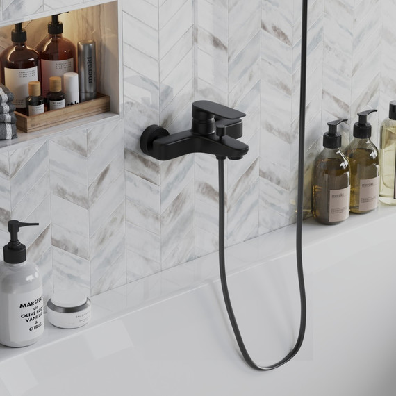 Смеситель для ванны Paini Nove 09YO111, черный фото 2