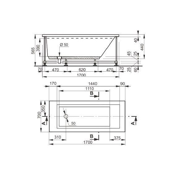 Ванна акриловая Pestan Veedi Anica 170x70 см 13017070 фото 4