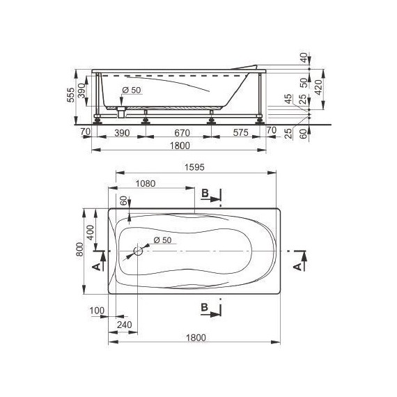 Ванна акриловая Pestan Veedi Una 180x80 см 13118080 фото 4