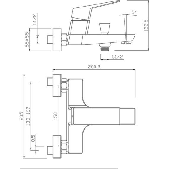 Смеситель для ванны Paini Torre 98CR111 фото 6