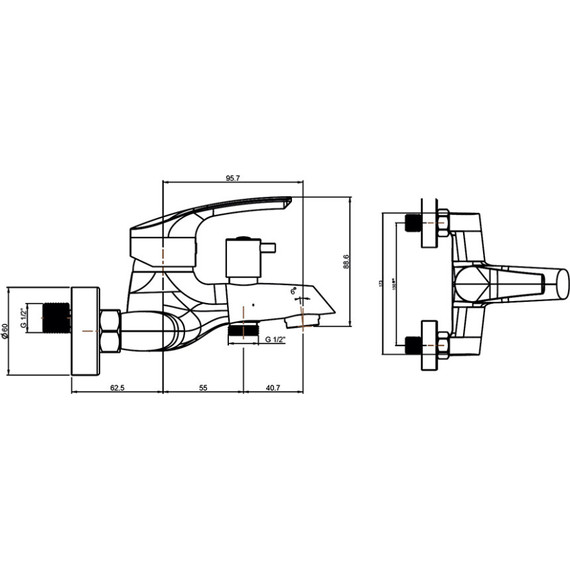 Смеситель для ванны Paini Atomix D1CR111ZKM фото 4