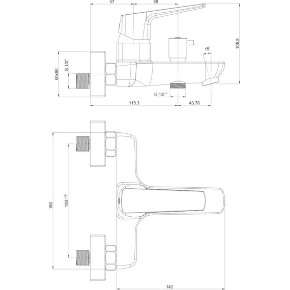 Смеситель для ванны Paini Bari RTCR111 фото 4