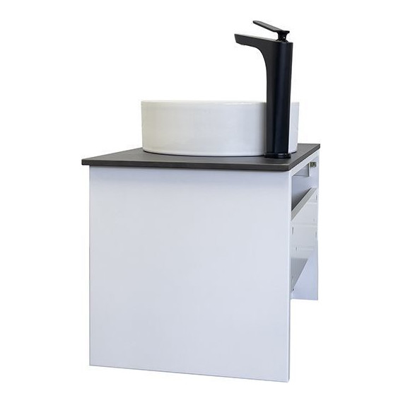 Тумба подвесная с раковиной Comforty Марсель 60 см, белый матовый фото 8