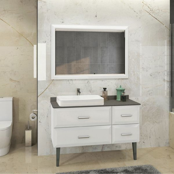 Тумба напольная с раковиной Comforty Империя 120 см, белый глянцевый фото 3