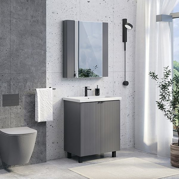 Тумба напольная с раковиной Comforty Лима 70 см, антрацит фото 3