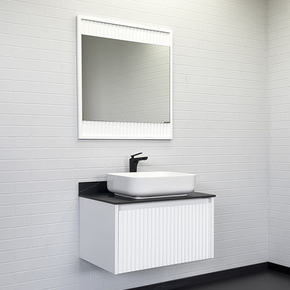 Зеркало Comforty Марсель 75 см (бесконтактный сенсор) белый матовый фото 4