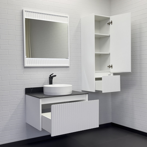 Зеркало Comforty Марсель 75 см (бесконтактный сенсор) белый матовый фото 6