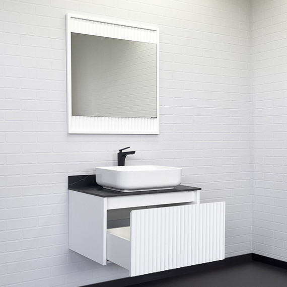 Зеркало Comforty Марсель 75 см (бесконтактный сенсор) белый матовый фото 7