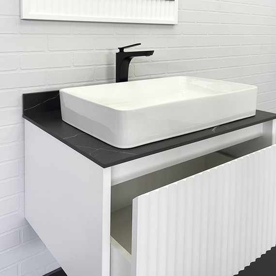 Тумба подвесная с раковиной Comforty Марсель 75 см (раковина Comforty 78189) белый матовый фото 6