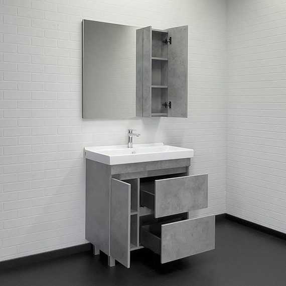 Тумба напольная с раковиной Comforty Осло 80Н см, бетон светлый - 5 Тумба напольная с раковиной Comforty Осло 80Н см, бетон светлый фото 5