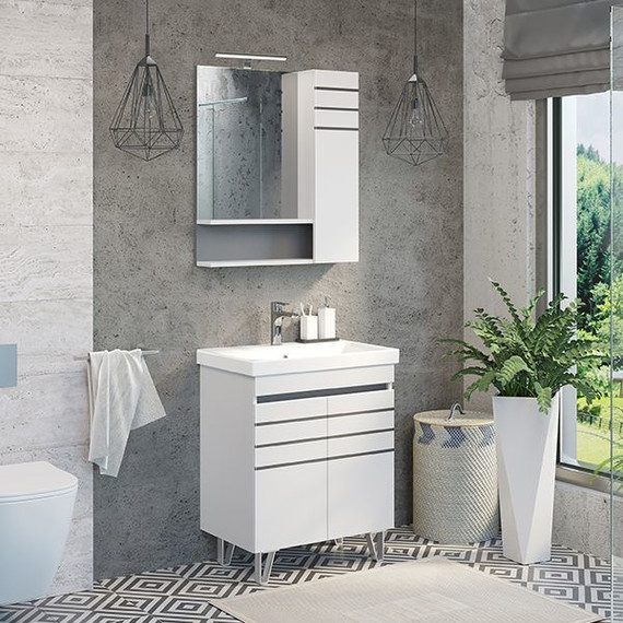 Тумба напольная с раковиной Comforty Нарва 70 см, белый матовый фото 3