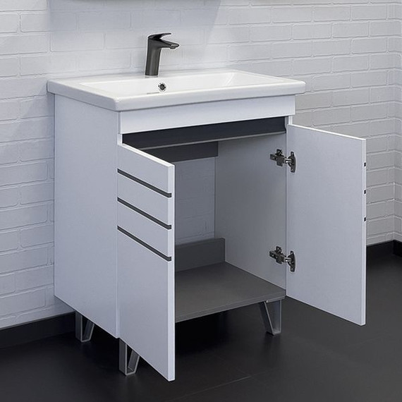 Тумба напольная с раковиной Comforty Нарва 70 см, белый матовый фото 8