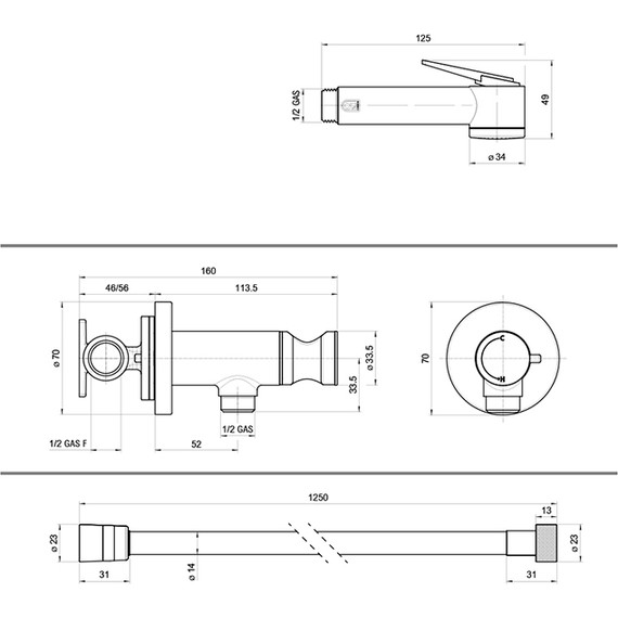 Набор для гигиенического душа Bossini Paloma Flat E37015B.030 фото 2