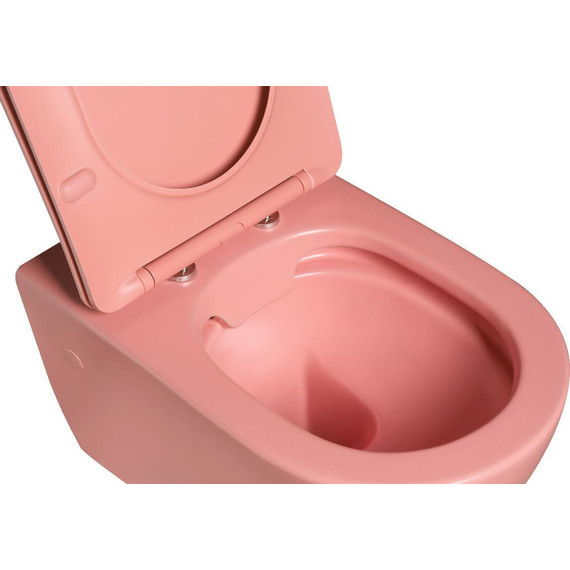 Унитаз подвесной безободковый Grossman Color GR-4455PIMS с тонкой крышкой микролифт, розовый матовый, Цвет производителя: красный фото 4