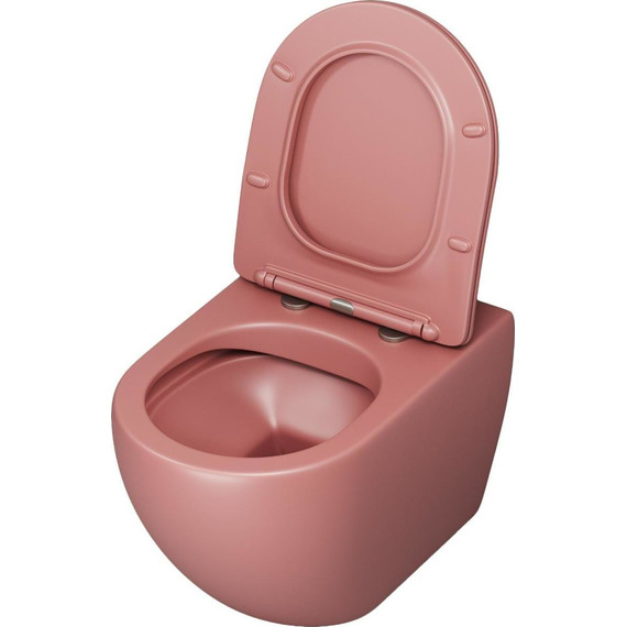 Унитаз подвесной безободковый Grossman Color GR-4455PIMS с тонкой крышкой микролифт, розовый матовый, Цвет производителя: красный фото 7