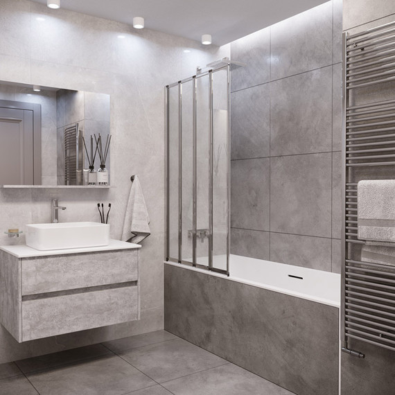 Шторка для ванны Grossman 800х1400 мм GR-107, хром/прозрачное фото 2