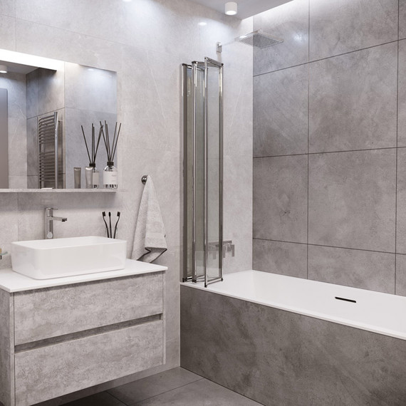 Шторка для ванны Grossman 800х1400 мм GR-107, хром/прозрачное фото 3