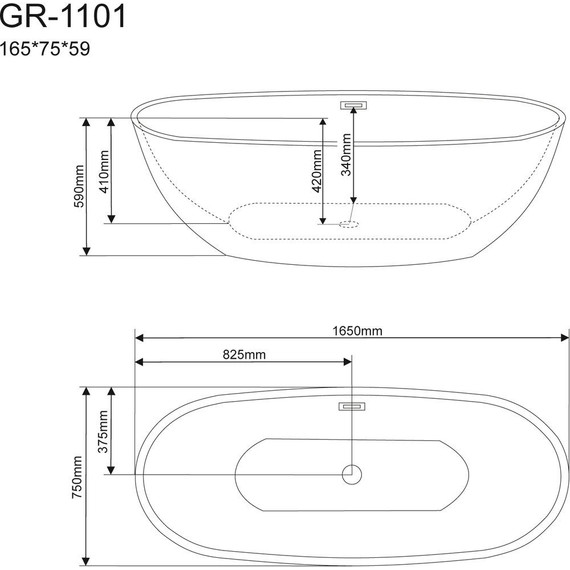 Ванна отдельностоящая Grossman 165x75 см GR-1101 фото 3