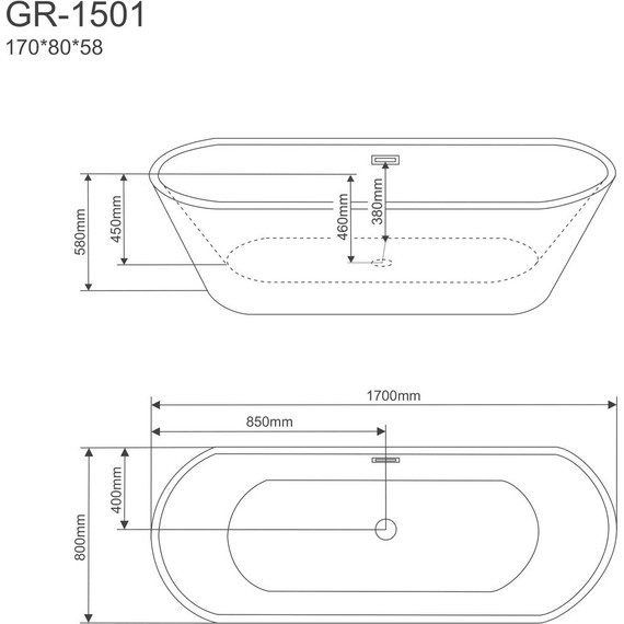 Ванна отдельностоящая Grossman 170x80 см GR-1501 фото 3