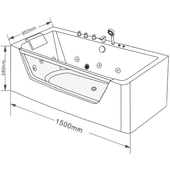 Ванна гидромассажная Grossman 150x85 см GR-15085-1 фото 7