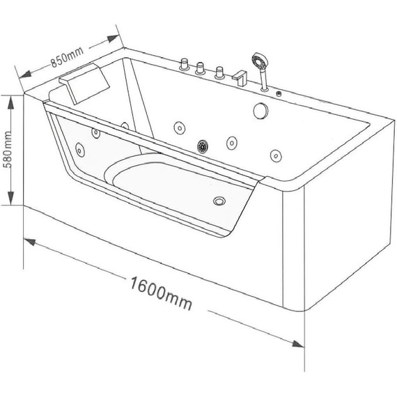 Ванна гидромассажная Grossman 160x85 см GR-16085-1 фото 8
